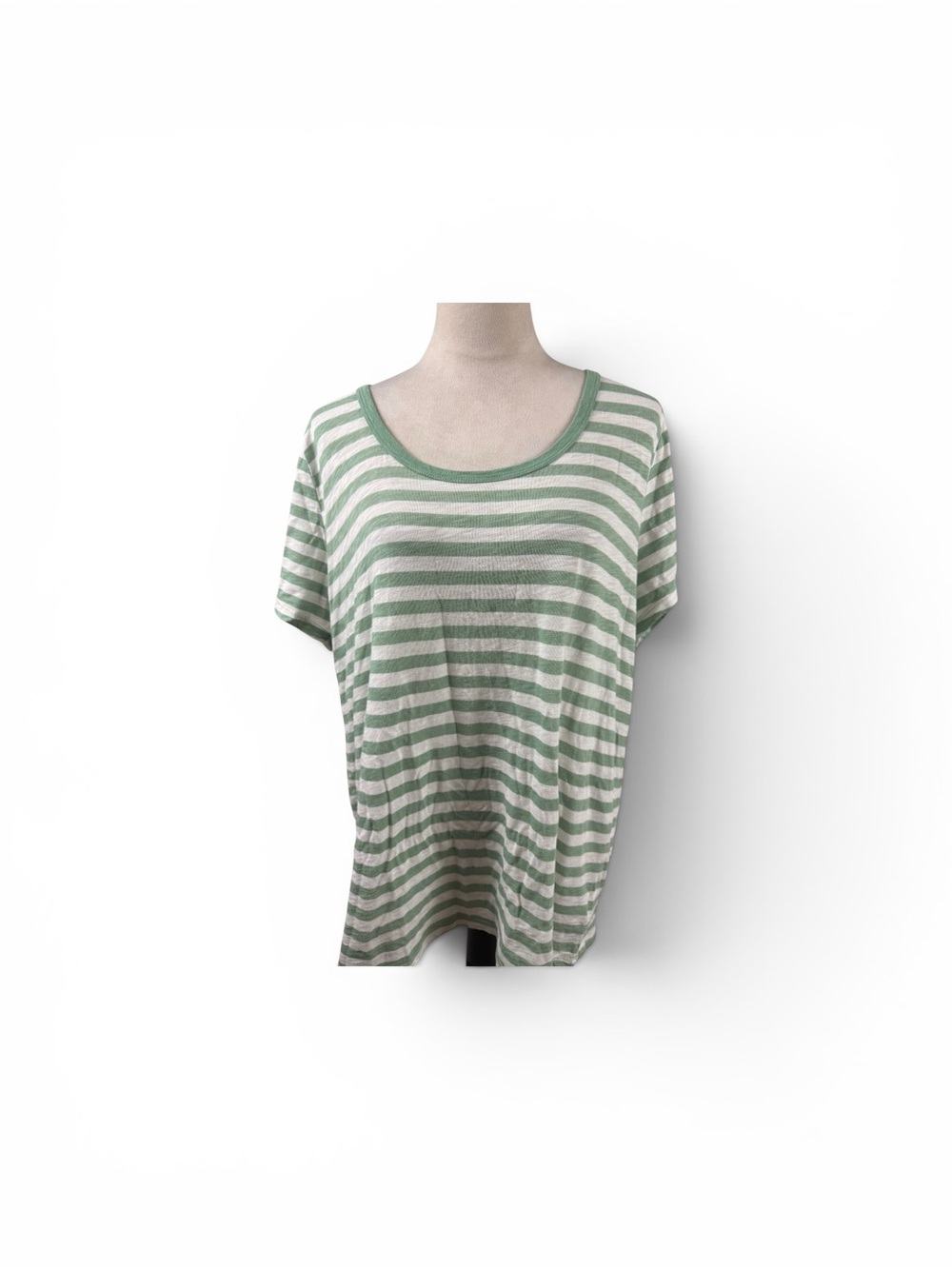 torrid Sage Green and White Striped Scoop Neck T-shirt size 2-2X/18-20